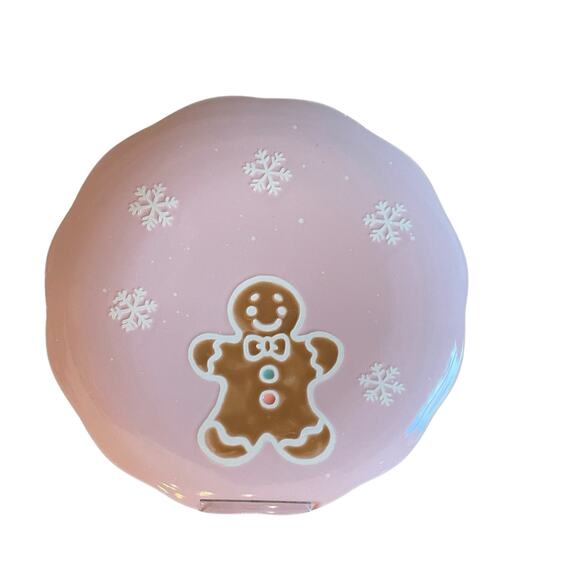 (4) Eli + Ana PINK GINGERBREAD HOUSE Salad Plates 8.5in Ceramic Christmas NEW - Picture 15 of 15